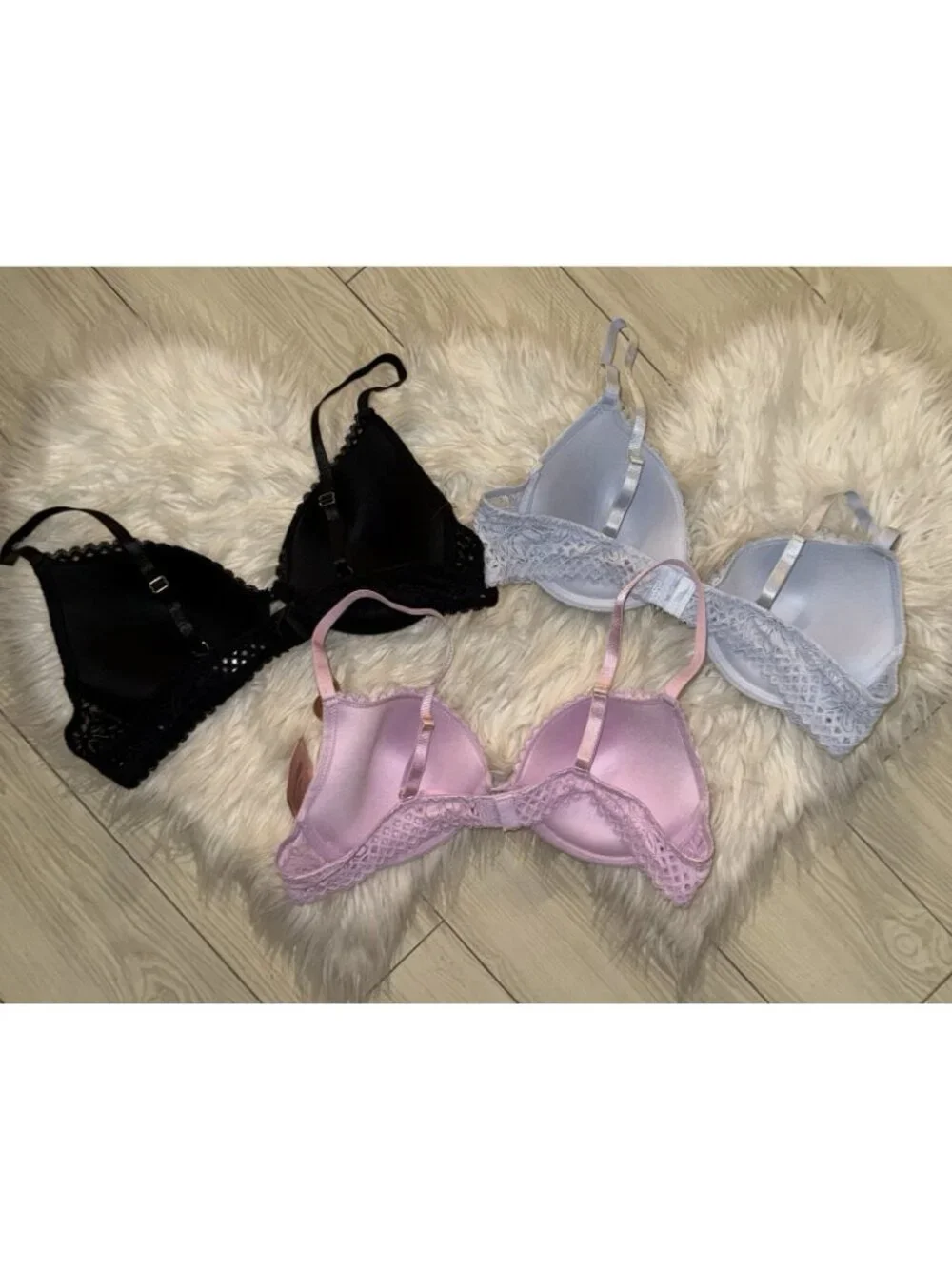 Juicy Couture 3 Pack Sexy Push Up Bras Padded UW Floral Lace Womens 38C New 4993